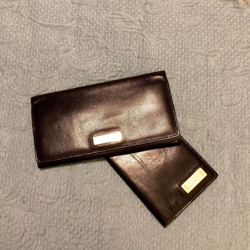Tumi Black Leather Wallet Set